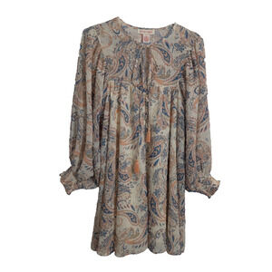 Flying Tomato Ivory Paisley Babydoll Dress Small SH3 Boho Cottage Girly